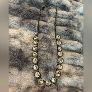 J. Crew Silver and Gold Necklace with Crystal Accents